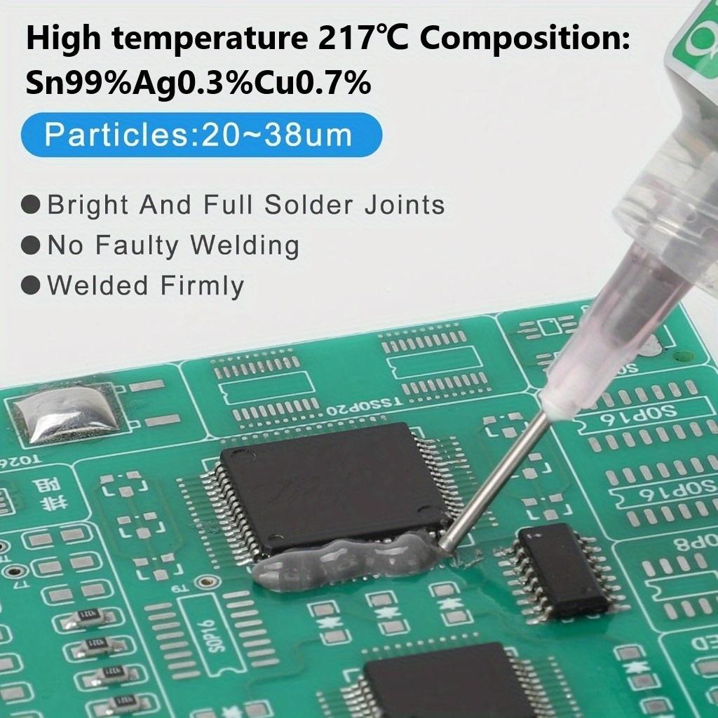 Высокотемпературная паяльная паста 217°C (Sn99%Ag0.3%Cu0.7%), паяльная паста для электроники, используется для ремонта ИС/печатных плат/BGA/SMD с температурой плавления 217°C, не требует отмывки