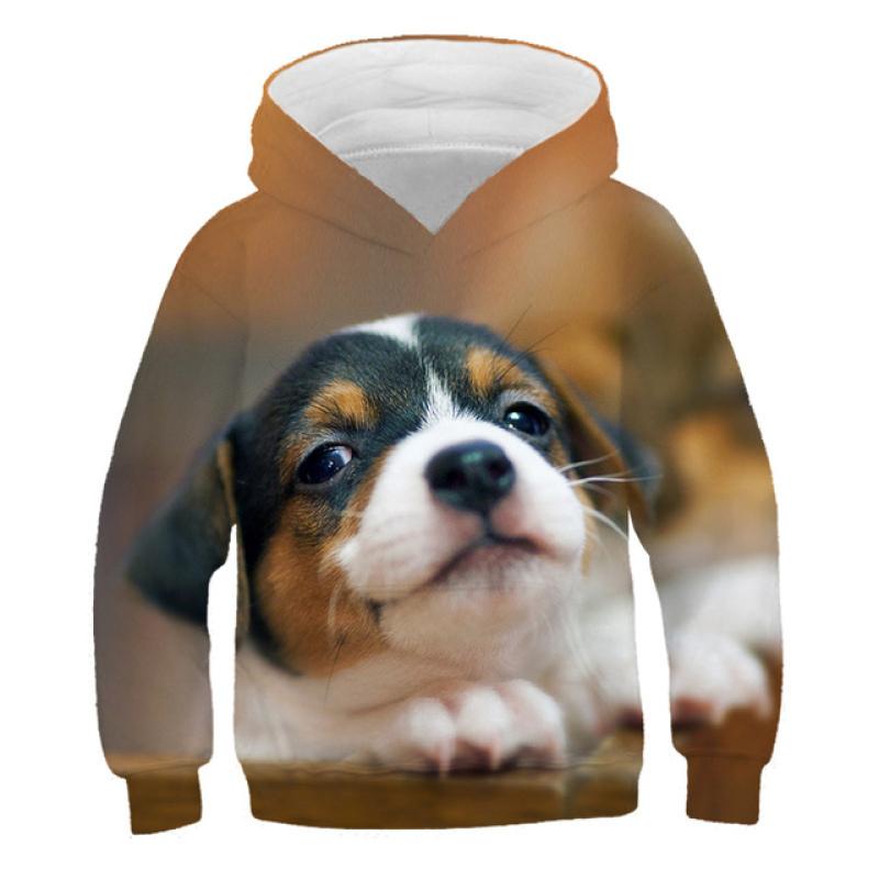 Модные детские толстовки с 3D принтом и милыми собаками, спортивная одежда с капюшоном для мальчиков и девочек, уличная одежда для детей 4, 5, 6, 7, 8, 9–14 лет