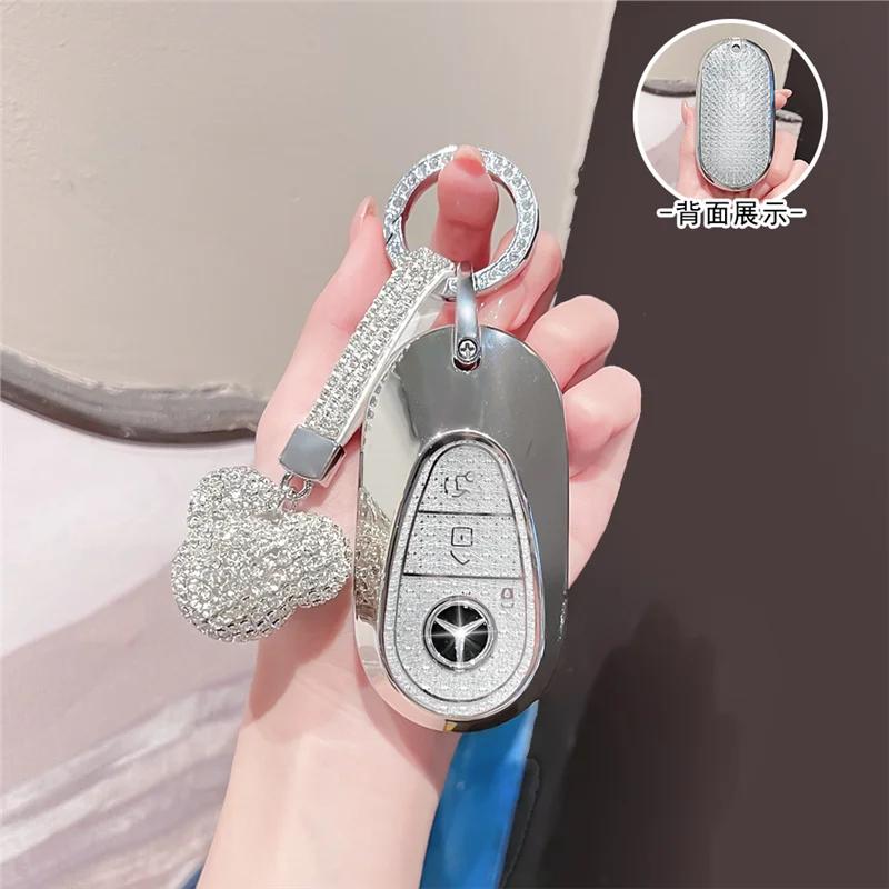 SFX1 Car Key Case Cover for Mercedes Benz 2022 C S Class W206 W223 S350 C260 C300 S400 S450 S500 TPU Shell Fob Holder Protector