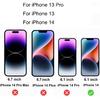 2 Pack Anti-Blue Privacy Tempered Glass for iPhone 13 Pro / 13 / iPhone 14 /iPhone 16e Anti-Spy Screen Protector Film Gradient Colorful 6.1 inch