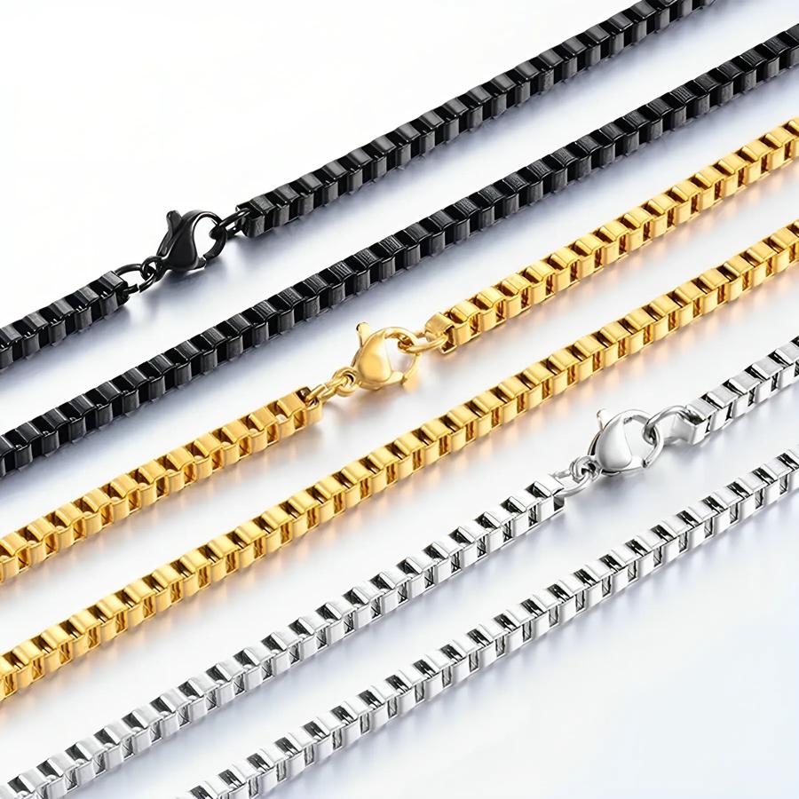10 pieces width 1.5mm/2mm/2.4mm/3mm stainless steel box chain necklace DIY men's and women's jewelry making