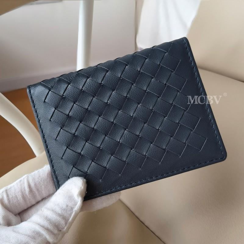 Slim Genuine Leather Card Holder ID License With Handwoven Design Unisex Minimalist Wallet