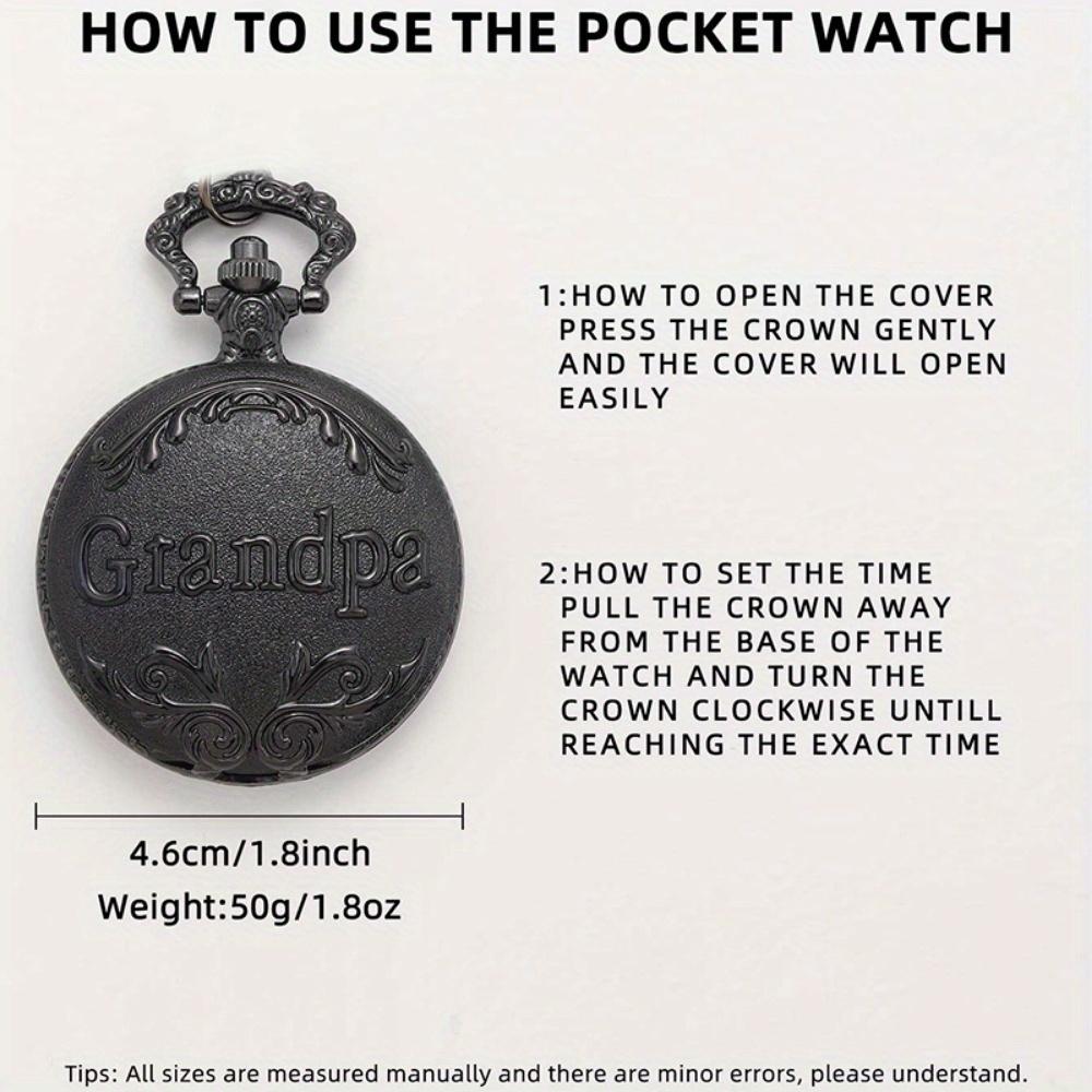 2 шт./комплект, мужские карманные часы, антикварные карманные часы «Gandpa», винтажные кварцевые панк-часы с подвеской на ожерелье, сплав, подарки для коллекционных произведений искусства.