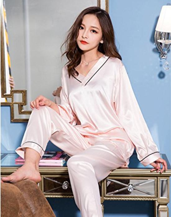 Пижамы Шелковые пижамы Шелковые пижамы Шелковые пижамы Пижамы женские Шелковые пижамы женские [Подарки Brilliance] женские женские (L, Розовый) PJ_2558