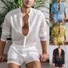 Long-sleeved Shirt Casual Shorts Fashion Men's Suits Men's Clothes with Sets of Summer Suits Sportswear