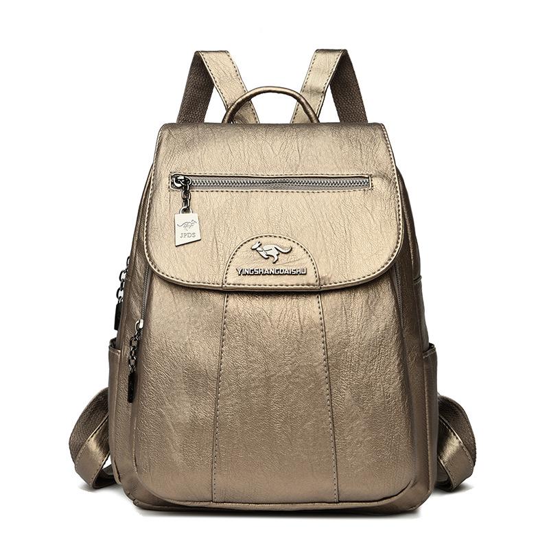 Стильный женский рюкзак большой вместимости из мягкой кожи с защитой от кражи для путешествий и учебы