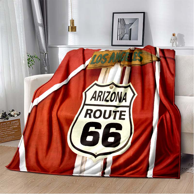 HD Винтажное Покрывало с Принтом Route 66 Американская Историческая Мать-Дорога Домашнее Очень Большое Мягкое Покрывало для Дивана-Кровати Дорожное Покрывало Подарок