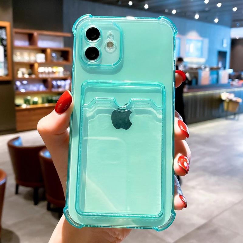 ID Credit Card Holder Clear Phone Case For iPhone 16 Pro Max 15 14 13 12 11 X XR XS 7 8 Plus SE 2020 Wallet Shockproof Cover
