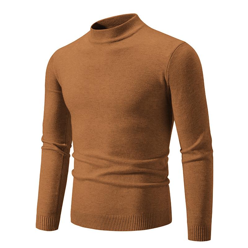 New Autumn And Winter Men'S Semi-Turtleneck Casual Knitted Slim-Fit Solid-Color Sweater Men'S Bottoming Shirt
