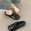 Inner Height-increasing Design Sense Niche Baotou Slippers 2025 New French Retro Woven Hollow One-pedal Muller Shoes