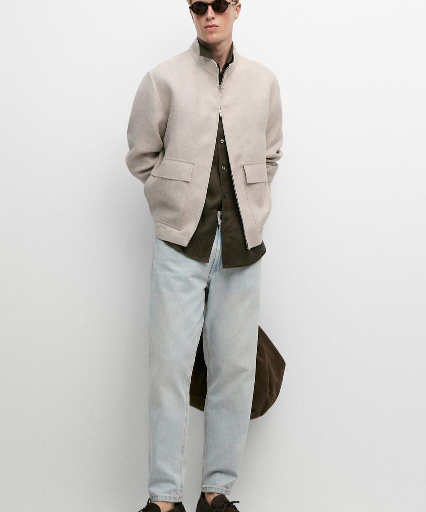 Massimo Dutti 100% Linen Total Look Pocket Jacket