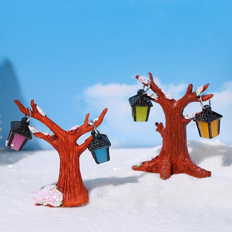 1 комплект, мини-светящиеся подвесные елочные фонарики, орнамент в стиле ретро, ​​маленькая модель лампы, микро-ландшафтное украшение, миниатюрная игрушка для кукольного домика