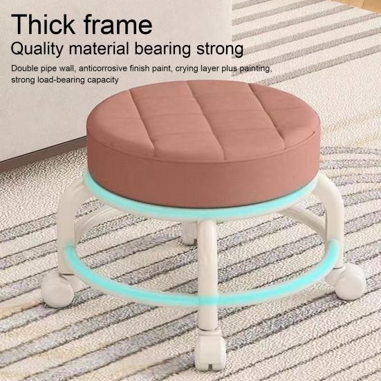 Низкий табурет на колесиках с колесами на 360 градусов, подушка из искусственной кожи с губчатым наполнителем