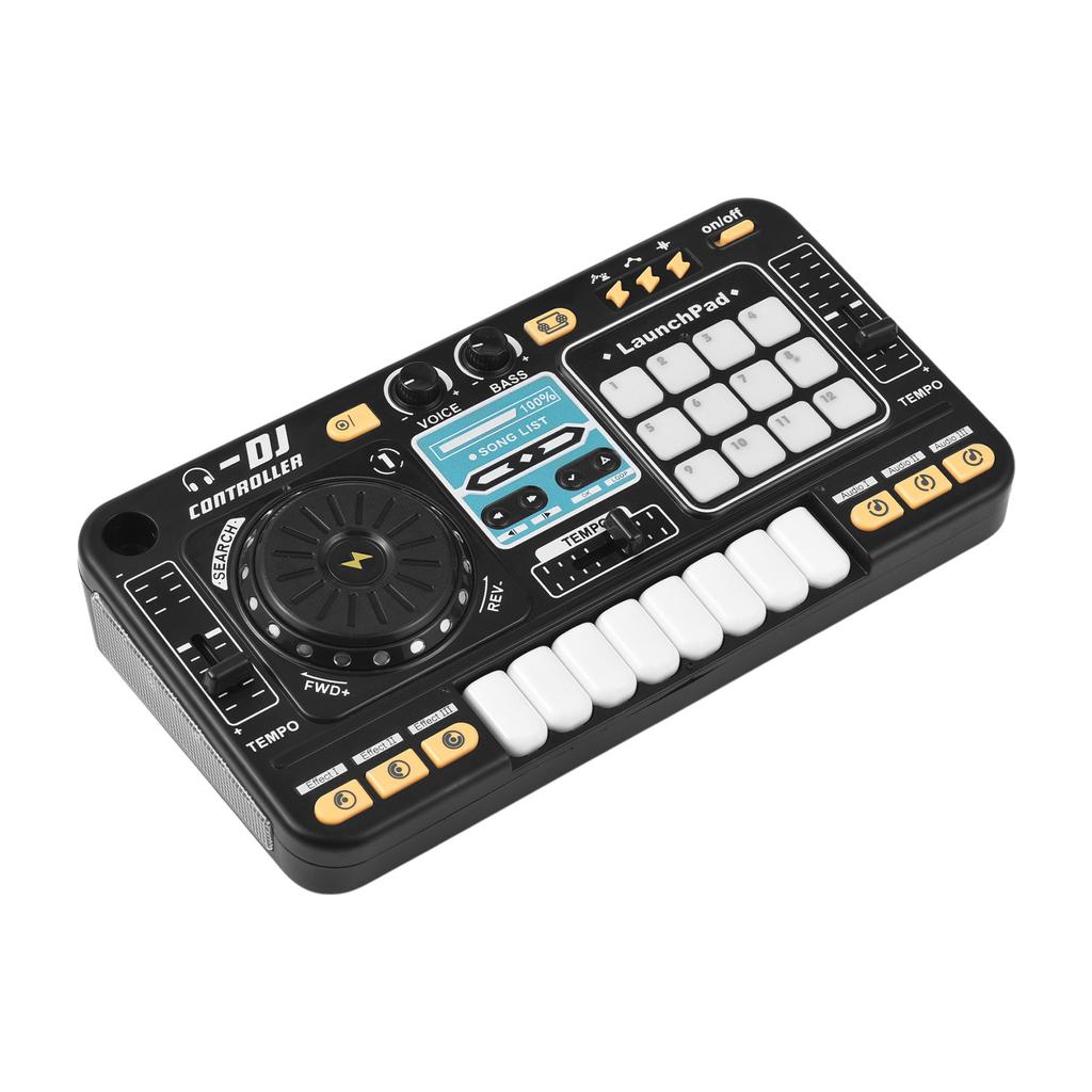 DJ-контроллер для детей, DJ-проигрыватель, электронная клавиатура, Bluetooth-микшер, регулируемый микрофон, динамическая подсветка.