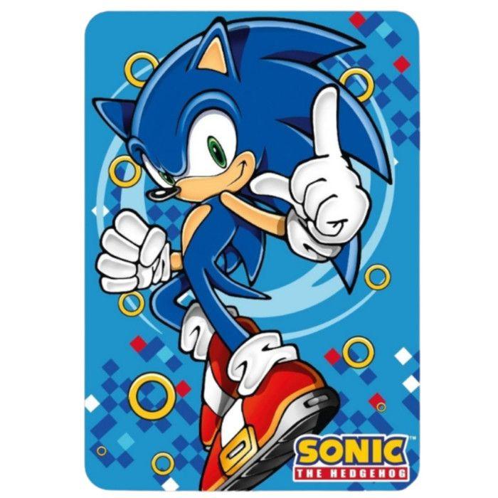 Plaid polaire enfant - ARLIS - Sonic - 100x140 cm - Doux et chaud - Lavable en machine