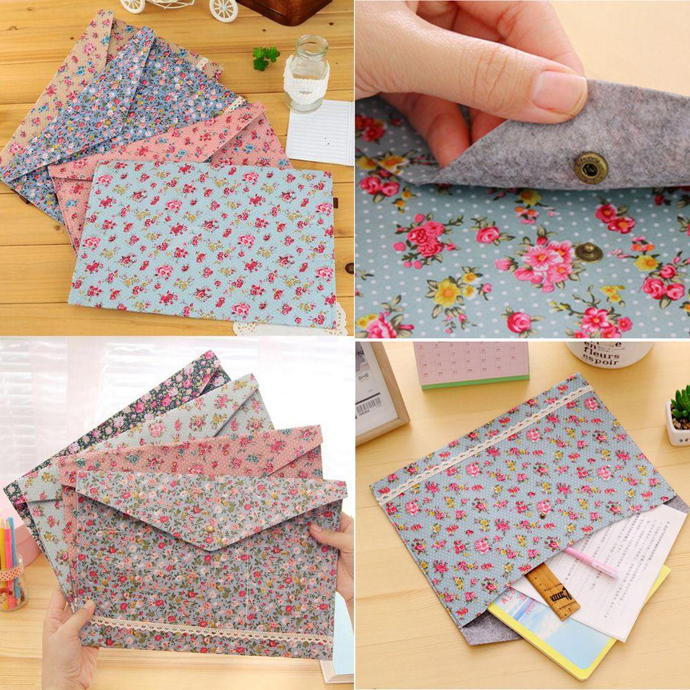 Portable Organizer Elegant Canvas Felt File Briefcase Floral Document Bag Paper Holder File Folder