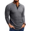 Мужская повседневная футболка-henley с вафельной вязкой, с длинным рукавом