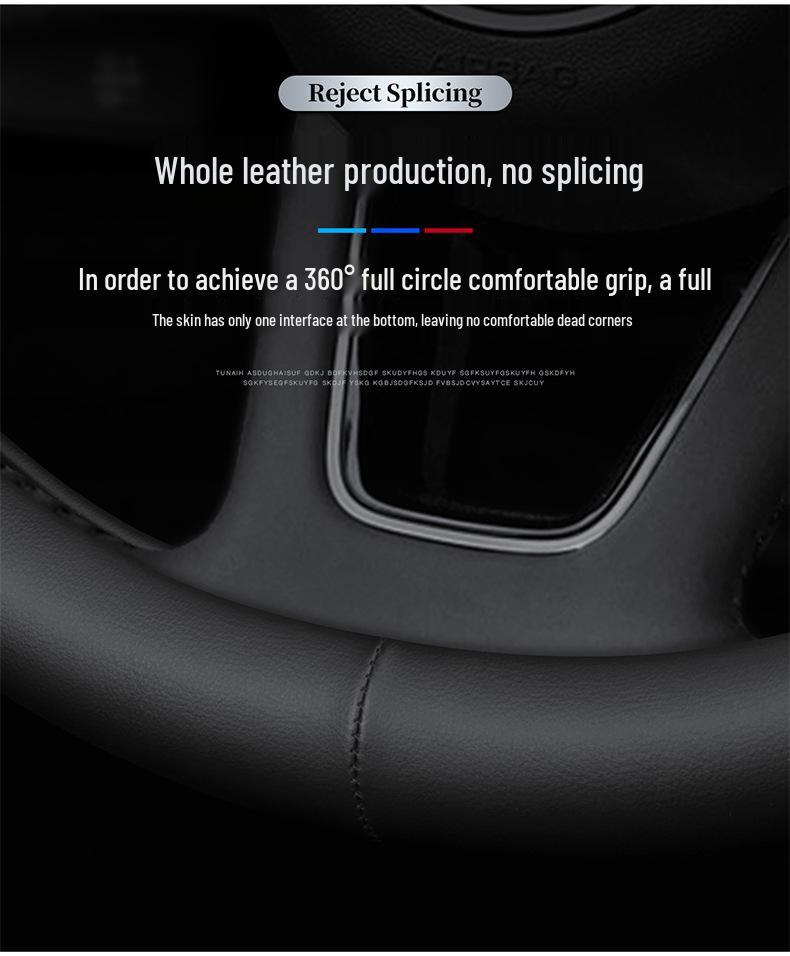 BYD Steering Wheel Cover: Genuine Leather Fit for Tang, DMI, Song Pro, Qin Plus, Han EV, Dolphin, F3, S7.