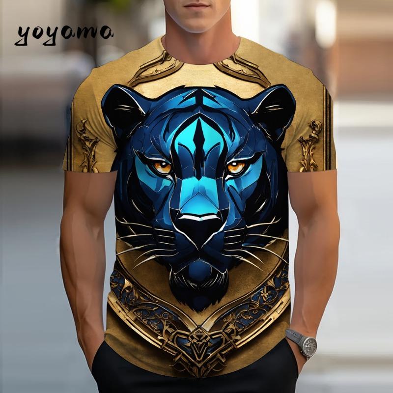 Мужская футболка с 3D-тигром, летняя, для улицы, дышащая, мужской топ, модная, универсальная мужская одежда, повседневная, с принтом, мужская рубашка с коротким рукавом