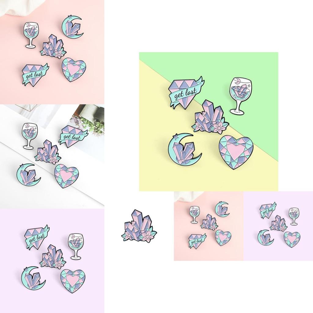Unique Cartoon Gem Letter Heart Shaped Enamel Brooch For Men And Women Stylish Accessory