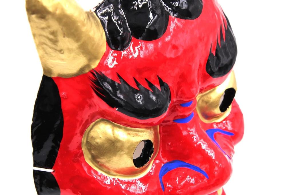 Demon Mask Set for Made of Papier Red Blue Demon and Demon Pants Red Demon [XP Design] Setsubun, Mache, Demon, Wig, Club, (mache Set)