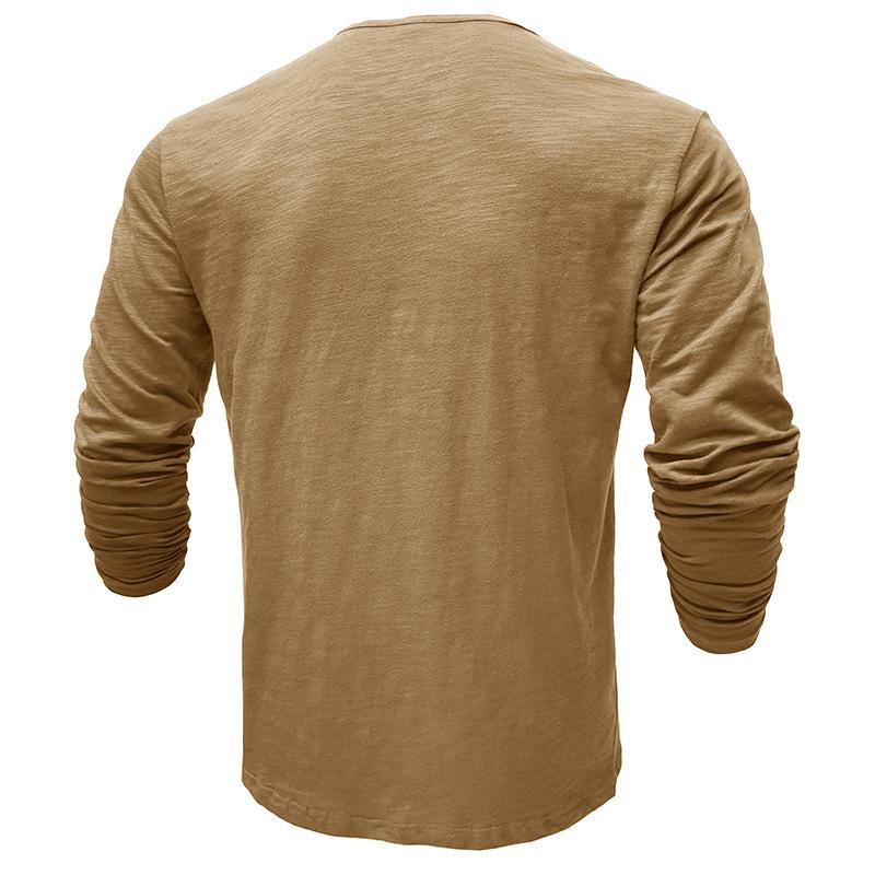 Mens 100 Cotton Slub Long Sleeve Henley Casual T Shirt
