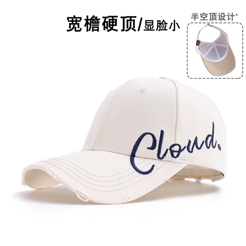 Hole versatile sunshade showing face small baseball cap can tie ponytail big head circumference letter embroidery sun protection cap