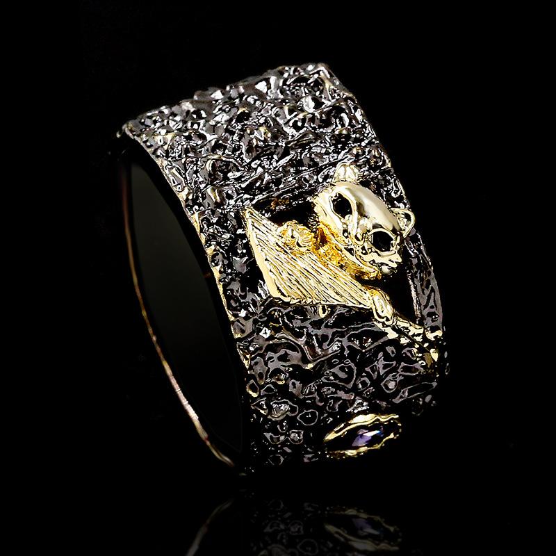 Серебряное Разноцветное Милое Кольцо с Котенком Черное Золото Для Женщин Свадебная Вечеринка Помолвка Путешествия Ювелирное Изделие Подарок