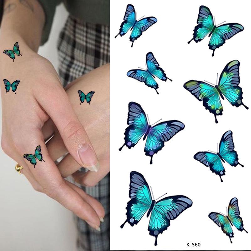 Waterproof Tattoo Stickers: English Letters, Flowers & Butterfly Sketches