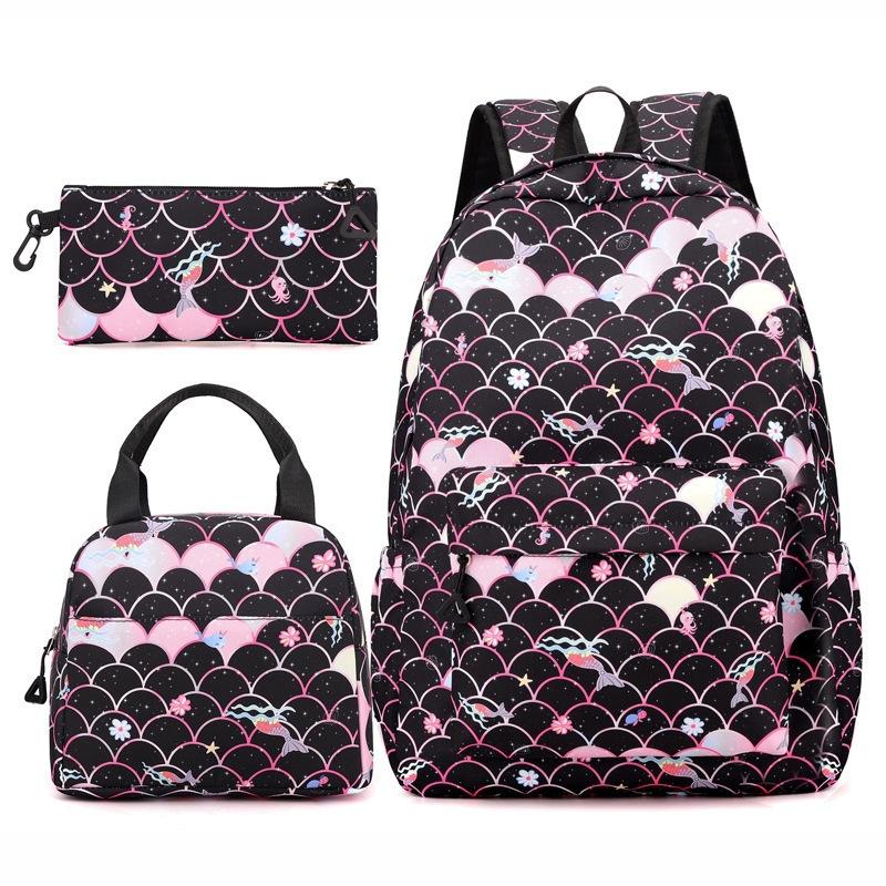 Stitch Student 3-Piece Backpack Set Large Capacity Double Shoulder Bag Cute Cartoon Unisex Durable Waterproof