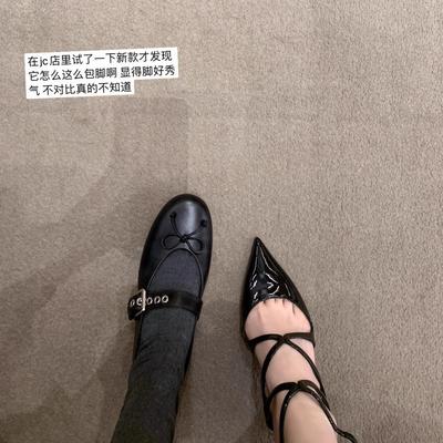 Шикарная девушка~ Туфли-балетки с бантом, с мелким вырезом, на плоской подошве, женские, новая мода 2025, туфли Мэри Джейн с ремешком на подъеме