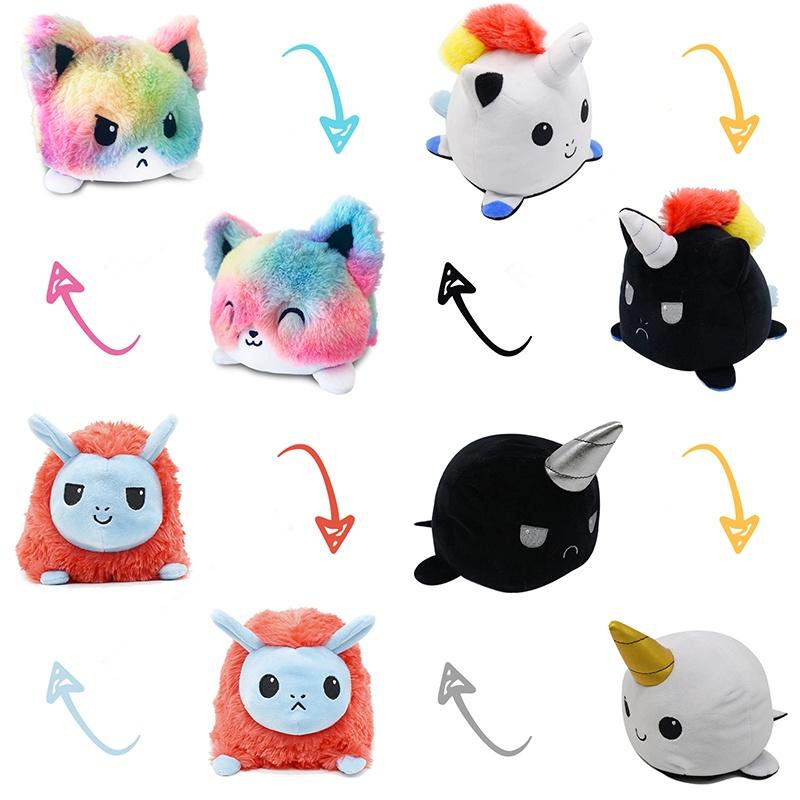 Charming Reversible Plush Cat Doll With Lifelike Expressions Ideal For Baby Gifts