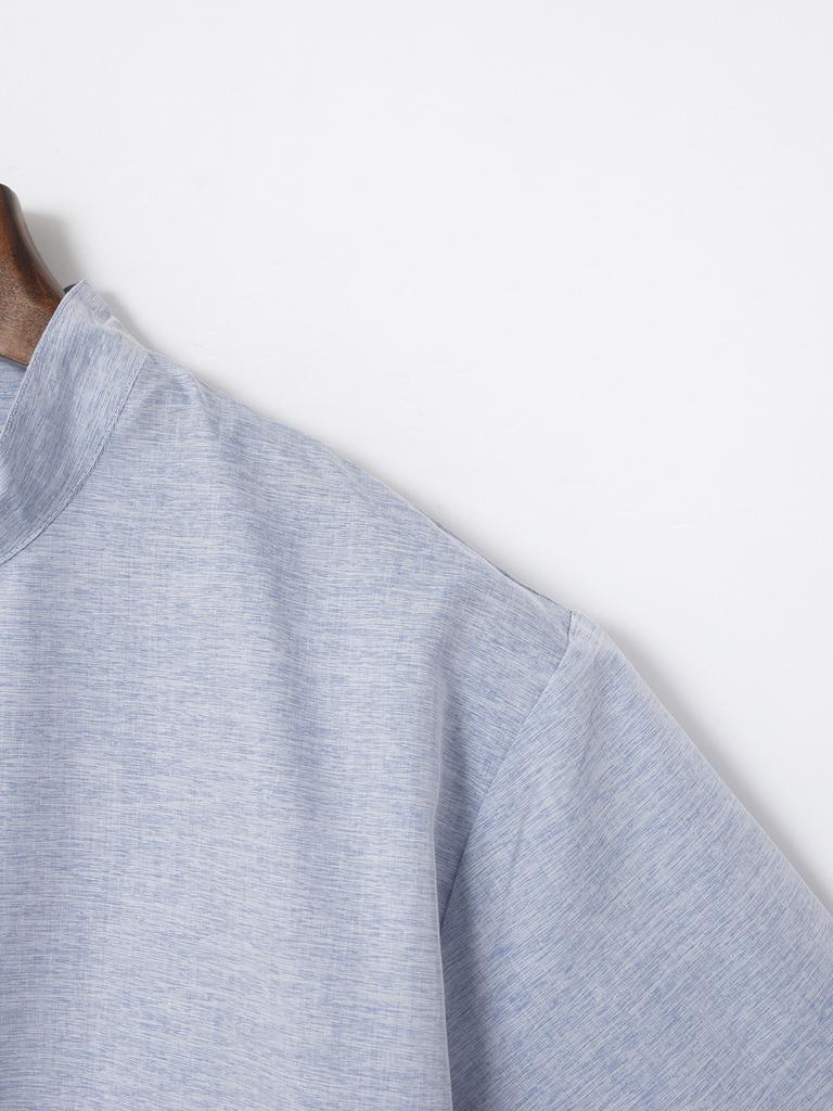 Летние мужские рубашки, окрашенные в стиле ретро, ​​с коротким рукавом, топ со стоячим вырезом, повседневная рубашка на пуговицах