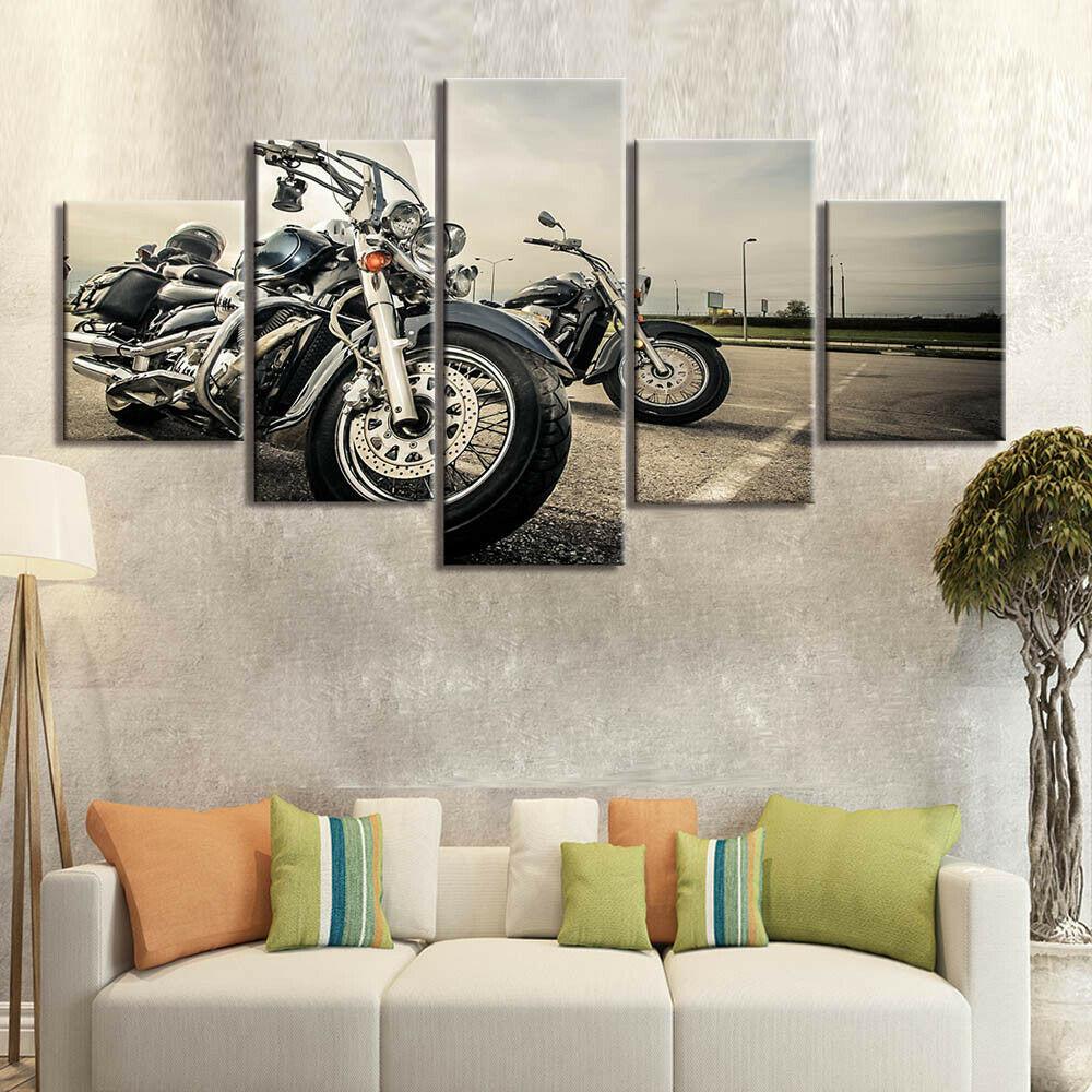 5Pcs Motorbike Motorcycle Bike Canvas Picture Wall Art Decor Paintings Poster Home Decor Room Decor Abstract 5 Panel Modern
