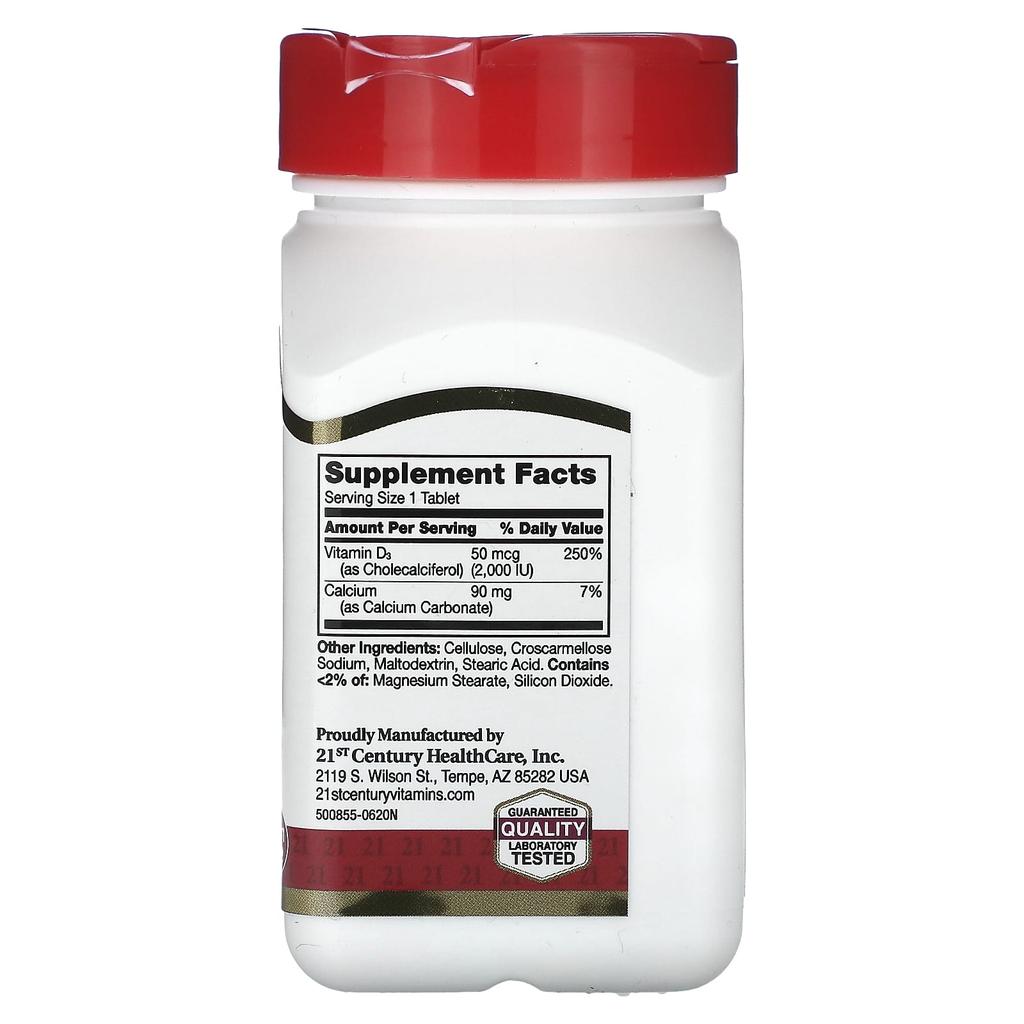 21St Century, D3, 50Mcg(2,000Iu), 250 tablets