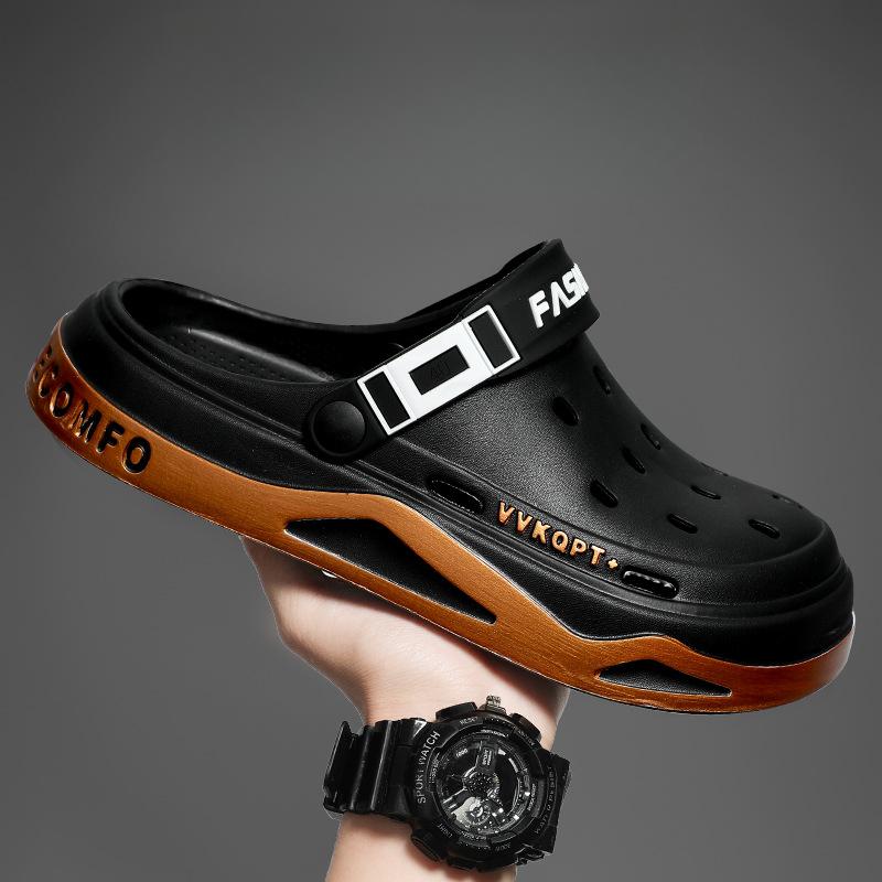 Мужские сандалии, летние дышащие, легкие, с мягкой подошвой, туфли с отверстиями баотоу, шлепанцы, пляжная обувь двойного назначения