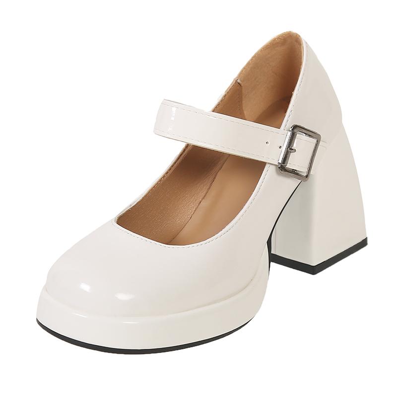 Модные женские туфли Мэри Джейн с пряжкой и ремешком на квадратном высоком каблуке, кожаные оксфорды, женские туфли с квадратным носком, большие размеры