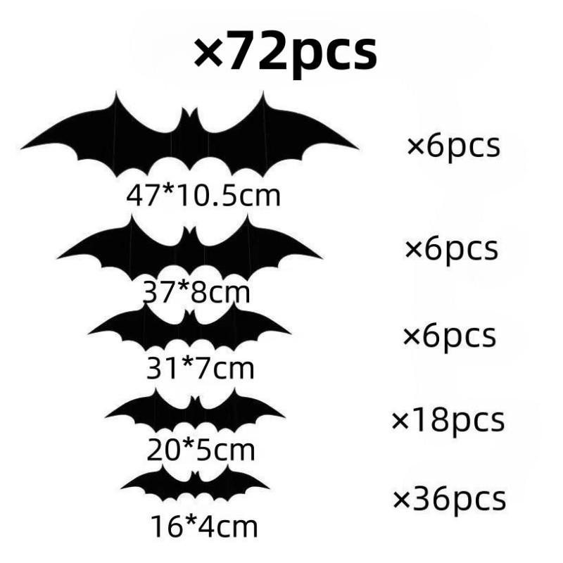 Halloween 3D Bats Wall Decorations, Black Hanging Bat Stickers, Spooky Party Supplies for Haunted House Decor