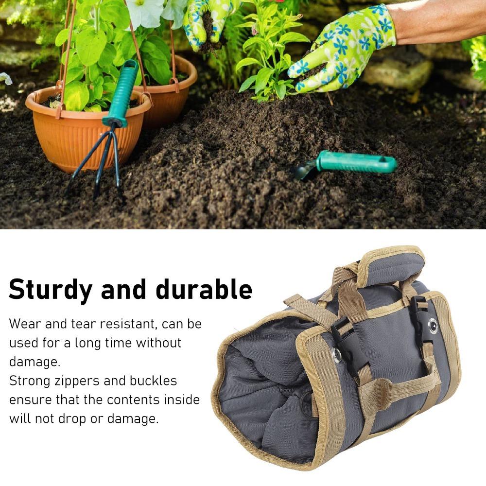 Oxford Cloth Roll Up Tool Bag Separate Pockets Multipurpose Tool Bag  Gardening