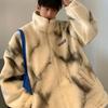 Men Tie-dye Parkas Zipper Thicken Winter Oversize Outwear Coats BF Couple Stand Collar Warm Jackets