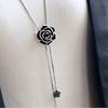 Подвеска женская "Роза" из металлического сплава со стразами на длинной цепочке регулируемой длины