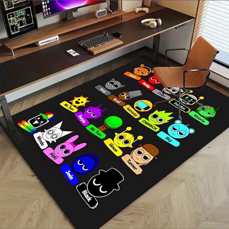 Colorful Character Icons Carpet For Playroom Bedroom Living Room Sofa Home Decorkids Game Area Rug Nonslip Floor Mat