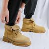 Fashion Brand Men's Genuine Leather British Style Comfortable Mid Top Boots Autumn Men New Classic Yellow Lace Up High Top Boots