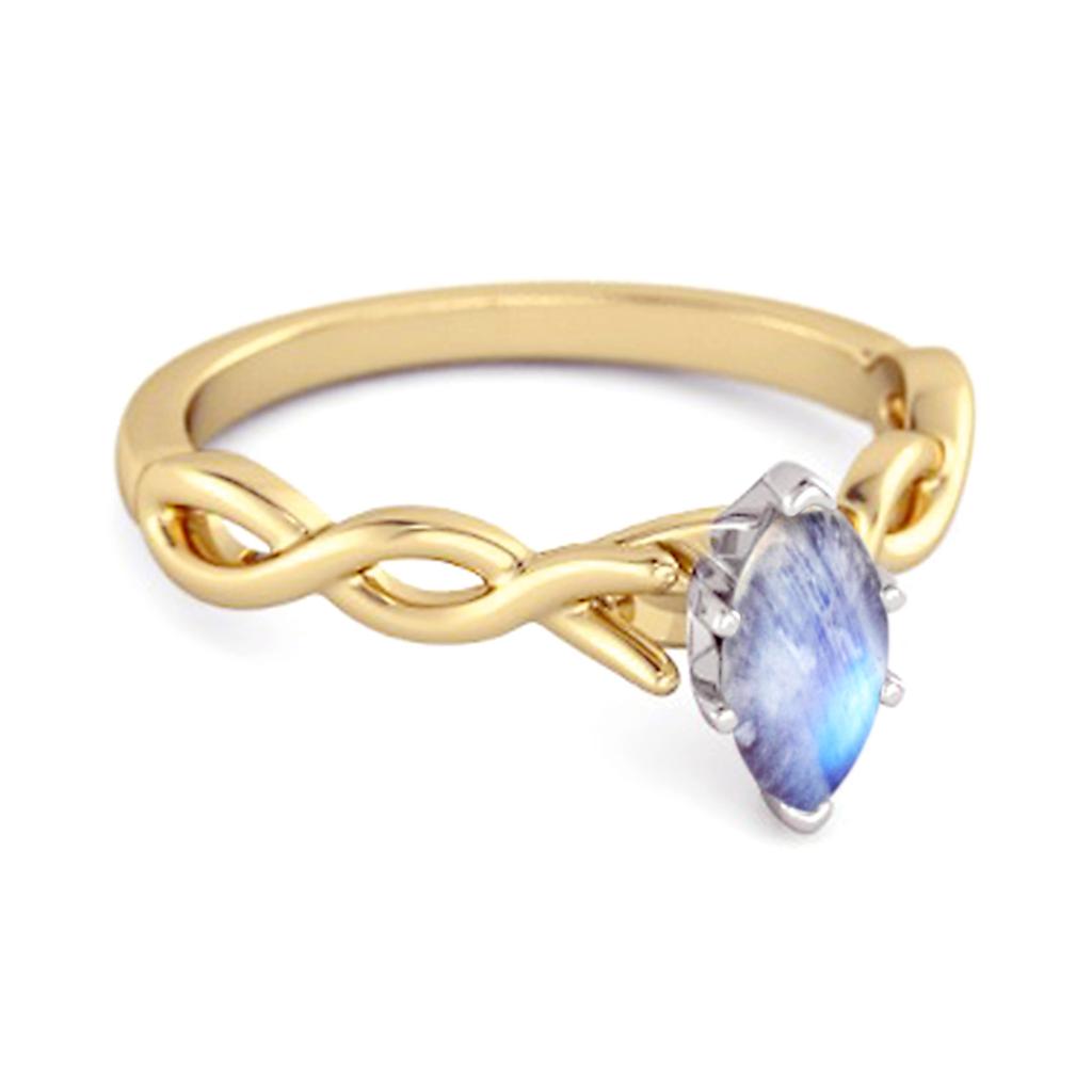 Moonstone Marquise Ring -925 Sterling Silver Gold Vermeil