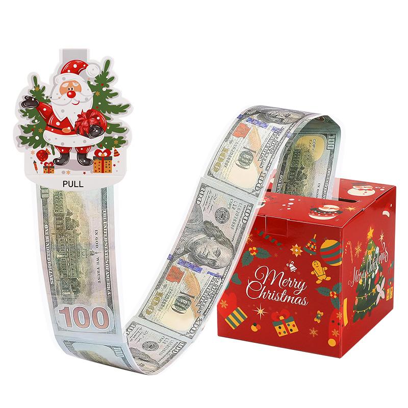 Рождественская подарочная коробка для денег, выдвижная коробка для хранения наличных с 52 прозрачными пакетами, детский рождественский DIY подарок-сюрприз, декор для новогодней вечеринки