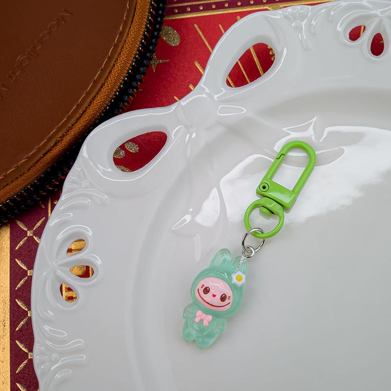 5Pcs Cartoon Kawaii Flower Labubu Keychain Pendant  Funny Car Keyring Exquisite Cute Backpack Decoration Accessories Gift