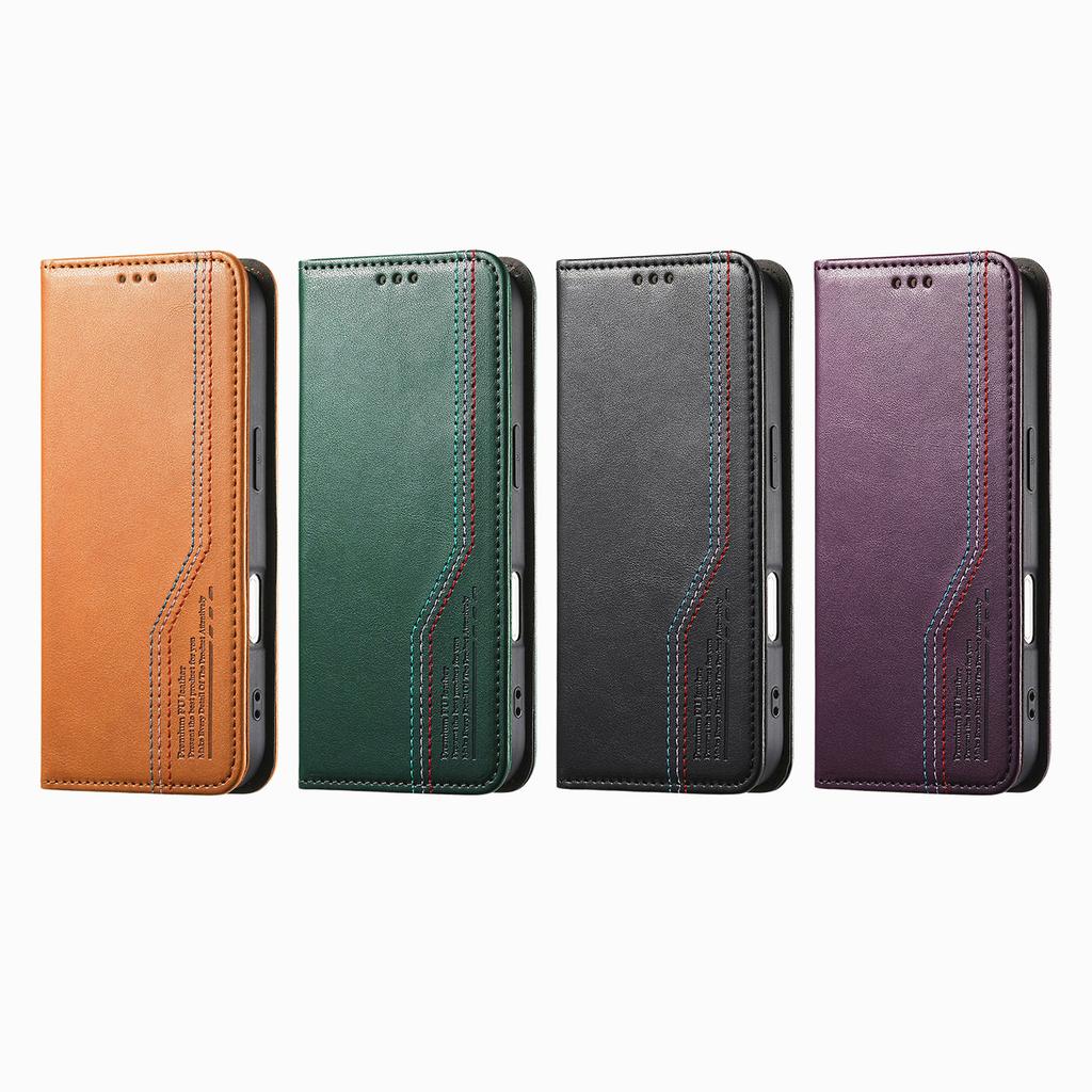 Многофункциональный винтажный роскошный чехол для Motorola Moto E15/G05/G15/G75/G85... Подставка + Слот для карт + Нескользящий ремешок | Замша и кожа (4 цвета)