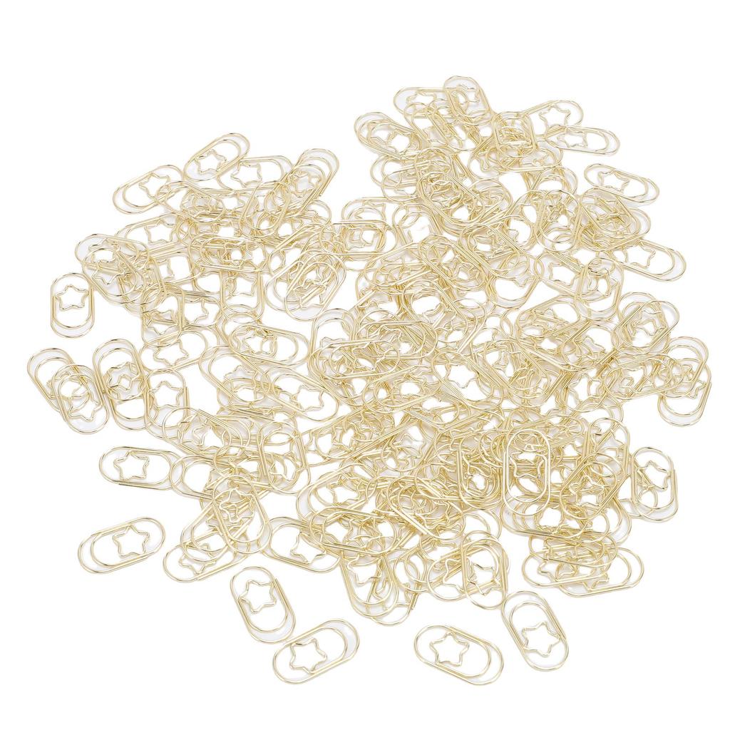 200 шт. Скрепки для бумаги в форме звезды, золотые, милые, забавные, декоративные, металлические, закладки, зажимы для планера с прозрач