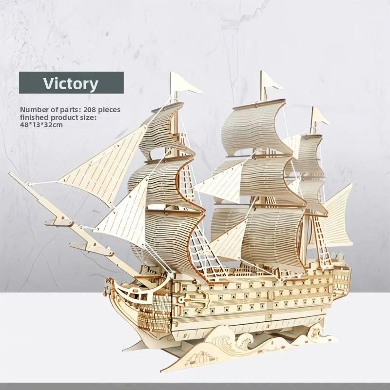 Деревянная модель корабля для детей, собранная игрушка, пазл, 3D трехмерная обучающая модель парусника, ручная работа для родителей и детей.
