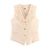 Kaslead New Women clothes Western Style Hollow Embroidery Style Vest Top Casual Shorts Set